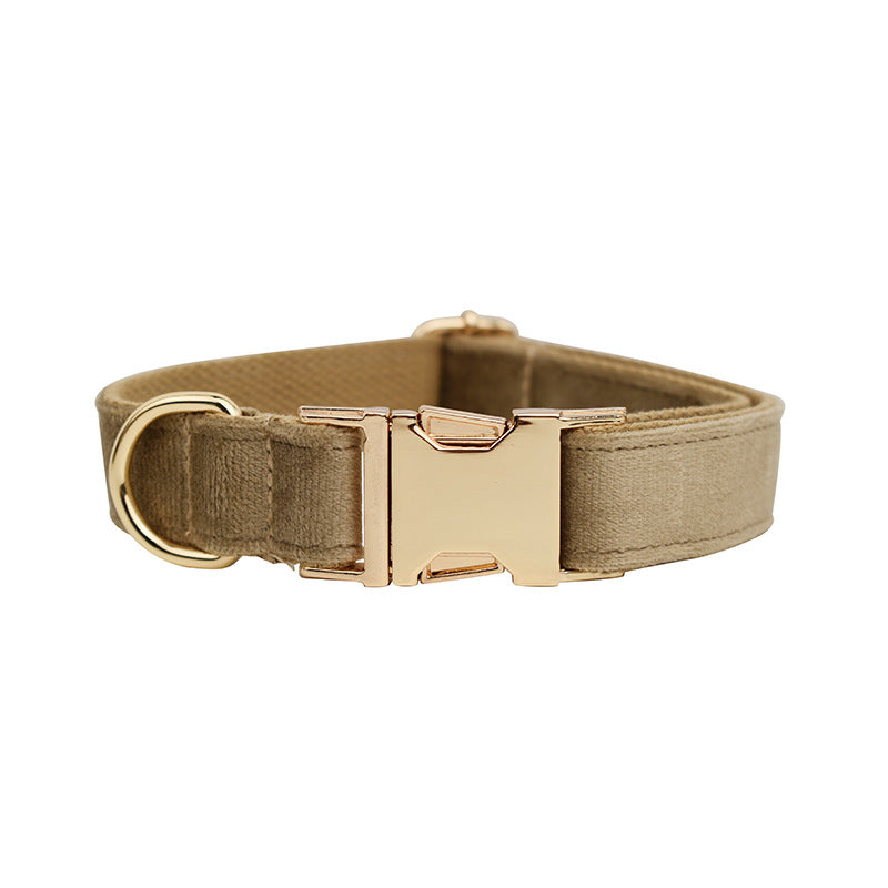 KFX-0802237 Soft Velvet Fabric Pet Collar Set with Leash, Bow, Flower, Vest, and Poop Bag