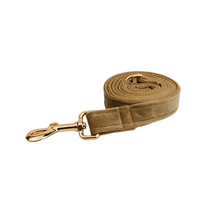 KFX-0802237 Soft Velvet Fabric Pet Collar Set with Leash, Bow, Flower, Vest, and Poop Bag