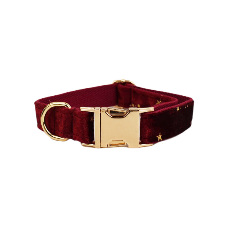 KFX-0802237 Soft Velvet Fabric Pet Collar Set with Leash, Bow, Flower, Vest, and Poop Bag