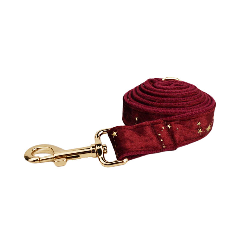 KFX-0802237 Soft Velvet Fabric Pet Collar Set with Leash, Bow, Flower, Vest, and Poop Bag