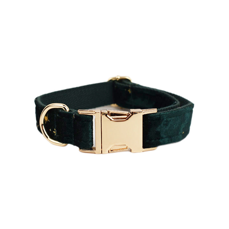 KFX-0802237 Soft Velvet Fabric Pet Collar Set with Leash, Bow, Flower, Vest, and Poop Bag