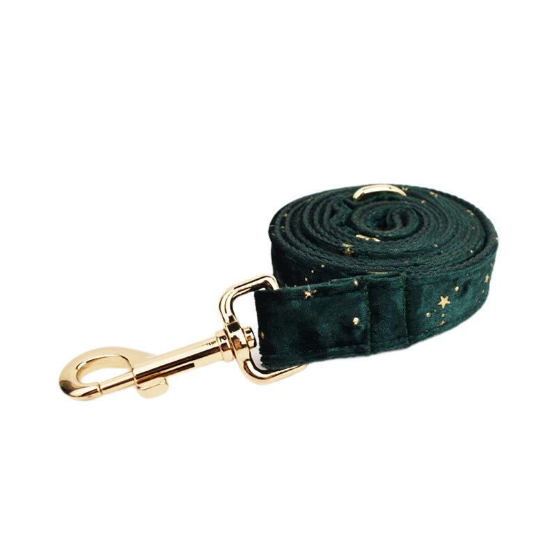 KFX-0802237 Soft Velvet Fabric Pet Collar Set with Leash, Bow, Flower, Vest, and Poop Bag