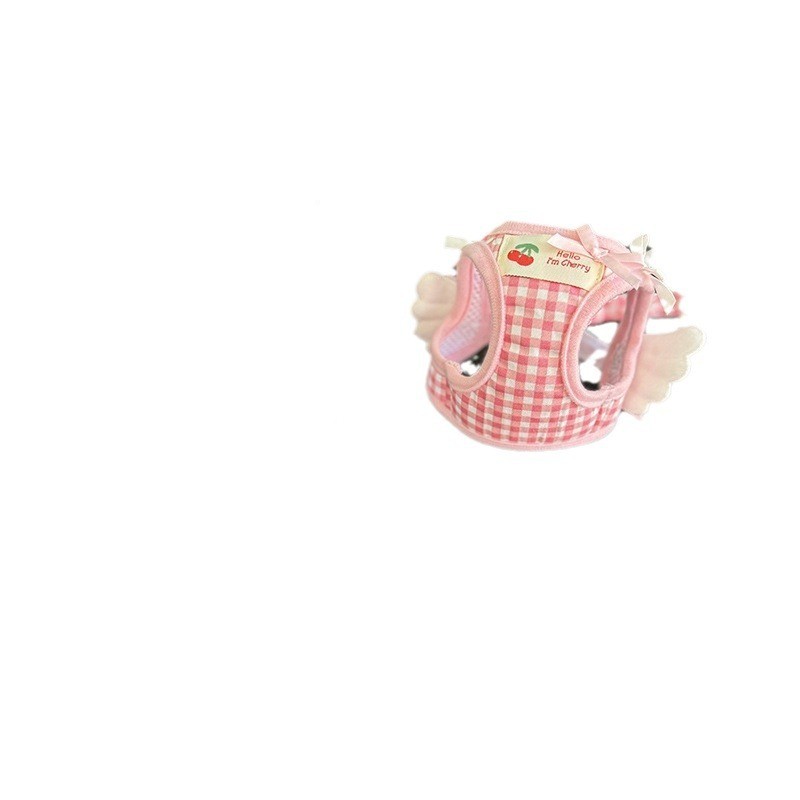 KFX-0802621 Pet Chest and Back Harness with Hand Holding Rope for Small Dogs - Cotton Material, Available in Pink and Black, Sizes XS to 2XL