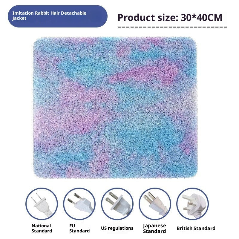 KFX-0804797 Electric Heating Pad for Pets - Waterproof Tie-Dyed Rabbit Hair Blanket, 30x40cm, 45x45cm, 45x70cm