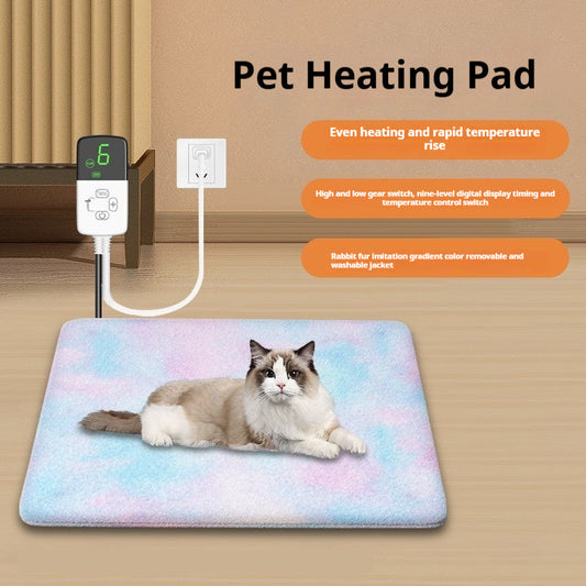 KFX-0804797 Electric Heating Pad for Pets - Waterproof Tie-Dyed Rabbit Hair Blanket, 30x40cm, 45x45cm, 45x70cm