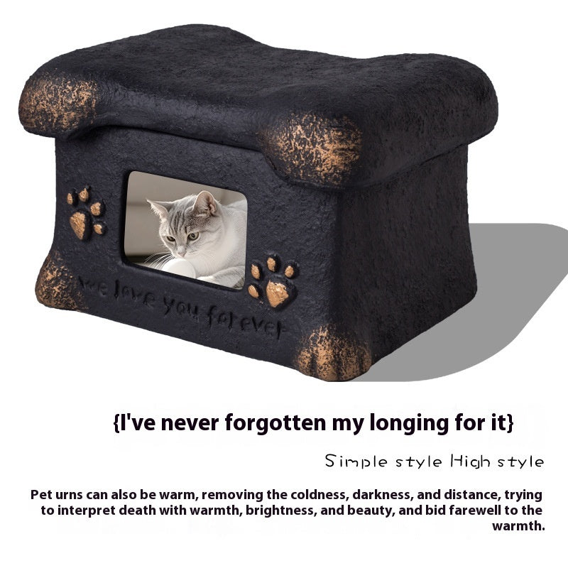 KFX-0806589 Handmade Pet Cremation Cinerary Casket in Polant Cement with Ash Urn