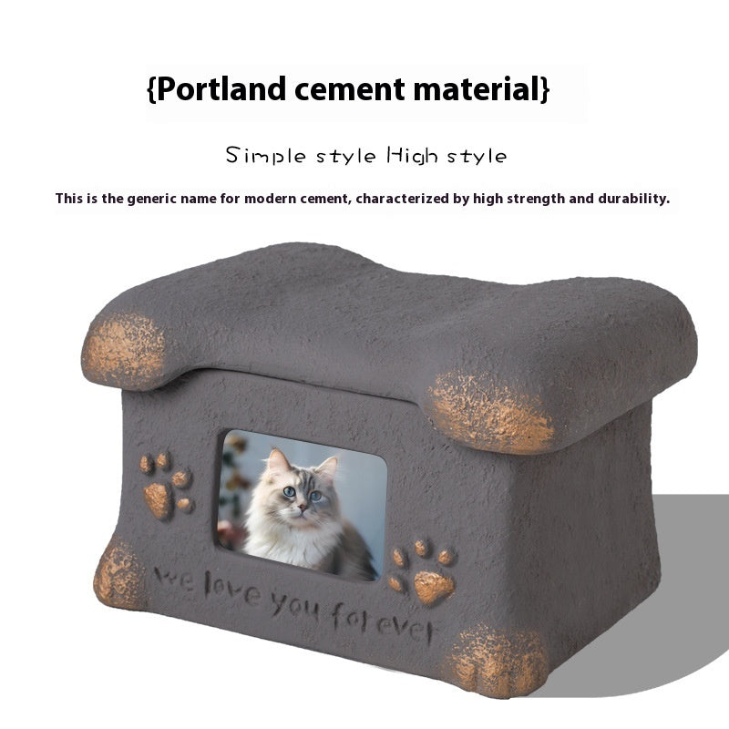 KFX-0806589 Handmade Pet Cremation Cinerary Casket in Polant Cement with Ash Urn