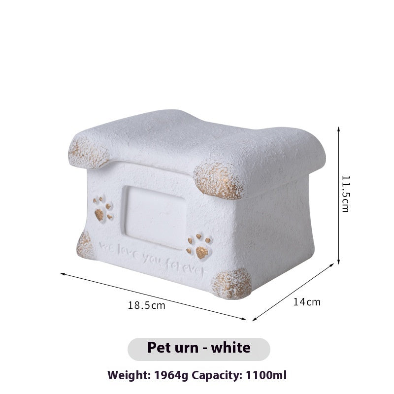 KFX-0806589 Handmade Pet Cremation Cinerary Casket in Polant Cement with Ash Urn