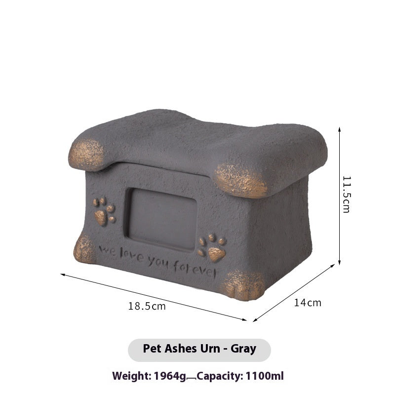 KFX-0806589 Handmade Pet Cremation Cinerary Casket in Polant Cement with Ash Urn