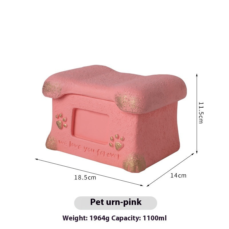 KFX-0806589 Handmade Pet Cremation Cinerary Casket in Polant Cement with Ash Urn