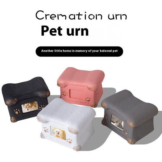 KFX-0806589 Handmade Pet Cremation Cinerary Casket in Polant Cement with Ash Urn