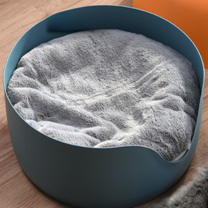 KFX-0806973 Dual-Function Cat Nest and Scratching Bowl with Thick Plush Mat for Year-Round Use