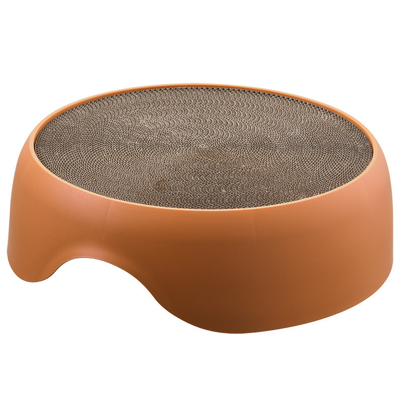KFX-0806973 Dual-Function Cat Nest and Scratching Bowl with Thick Plush Mat for Year-Round Use
