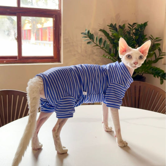 KFX-0807357 Breathable Four-Legged Cat Clothing in Blue, Purple, Yellow, and Brown - Casual Polyester Pet Outfit