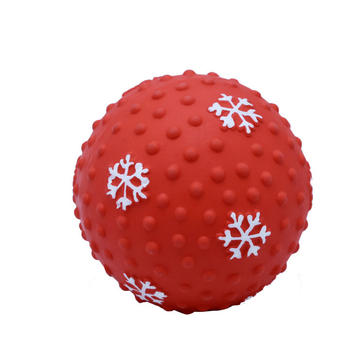 KFX-0810173 Festive Interactive Dog Toy Balls for Chewing, Tooth Cleaning, and Playtime Fun