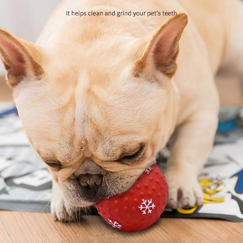 KFX-0810173 Festive Interactive Dog Toy Balls for Chewing, Tooth Cleaning, and Playtime Fun