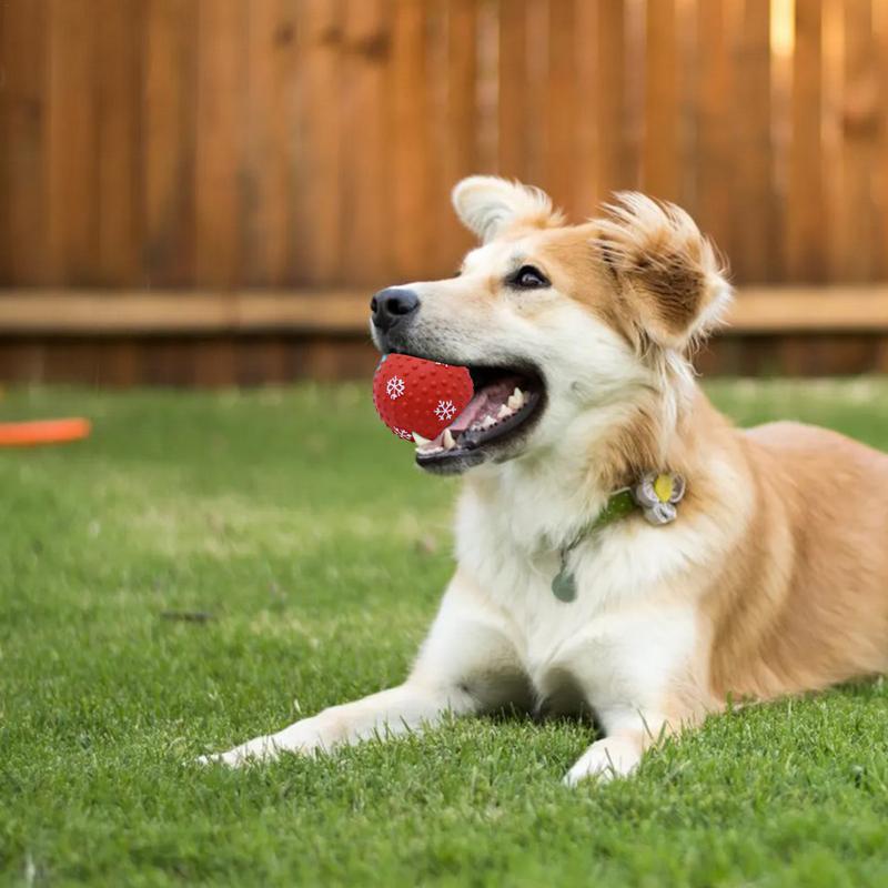 KFX-0810173 Festive Interactive Dog Toy Balls for Chewing, Tooth Cleaning, and Playtime Fun