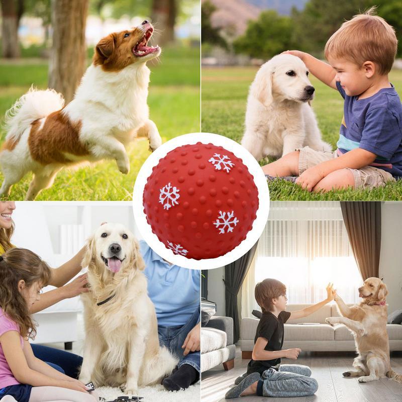 KFX-0810173 Festive Interactive Dog Toy Balls for Chewing, Tooth Cleaning, and Playtime Fun