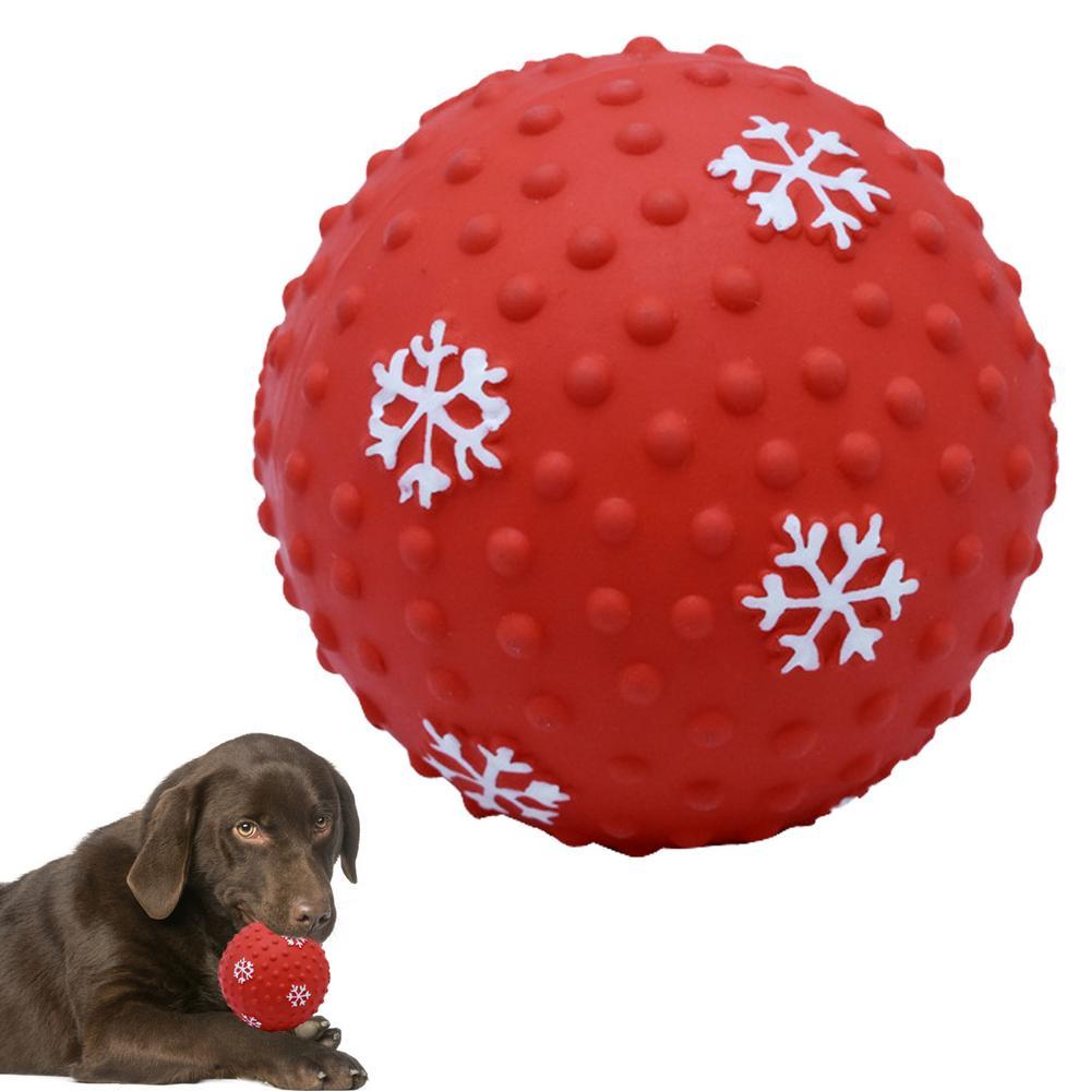 KFX-0810173 Festive Interactive Dog Toy Balls for Chewing, Tooth Cleaning, and Playtime Fun