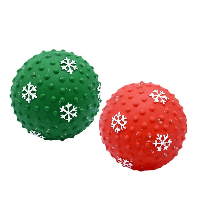 KFX-0810173 Festive Interactive Dog Toy Balls for Chewing, Tooth Cleaning, and Playtime Fun