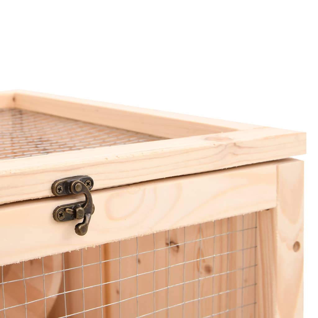 KFX-0810301 Two-Story Hamster Cage 81x40x60 cm with Solid Fir Wood, Exercise Wheel, and Easy Access Wire Mesh