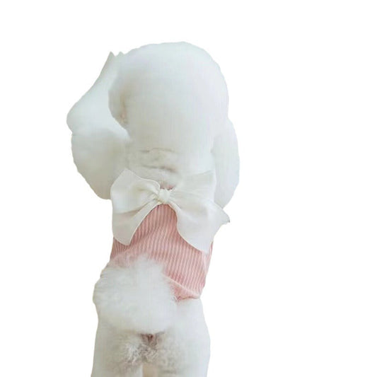 KFX-0810941 Summer Bow Suspenders for Pets - Available in Green, Pink, Yellow, Black - Polyester Dog Clothing in XS, S, M, L, XL