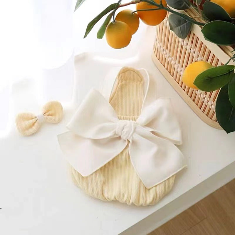 KFX-0810941 Summer Bow Suspenders for Pets - Available in Green, Pink, Yellow, Black - Polyester Dog Clothing in XS, S, M, L, XL