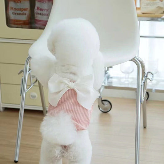 KFX-0810941 Summer Bow Suspenders for Pets - Available in Green, Pink, Yellow, Black - Polyester Dog Clothing in XS, S, M, L, XL