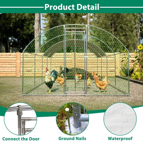 KFX-0812349 Large Metal Chicken Coop with Lockable Features and Waterproof Design - 258.2 sq ft Indoor/Outdoor Space