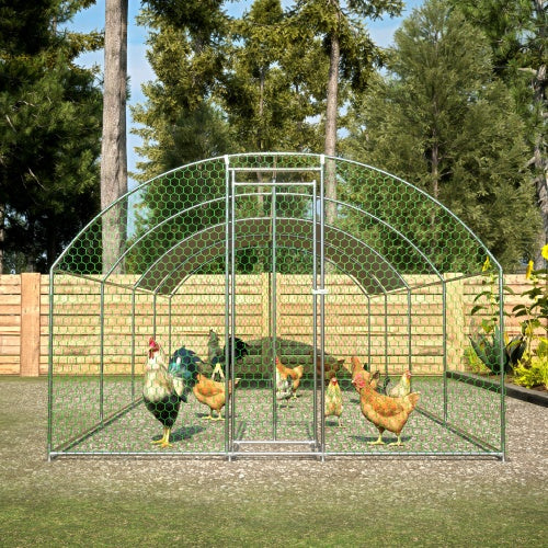 KFX-0812349 Large Metal Chicken Coop with Lockable Features and Waterproof Design - 258.2 sq ft Indoor/Outdoor Space