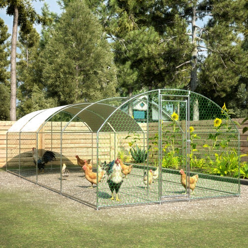 KFX-0812349 Large Metal Chicken Coop with Lockable Features and Waterproof Design - 258.2 sq ft Indoor/Outdoor Space