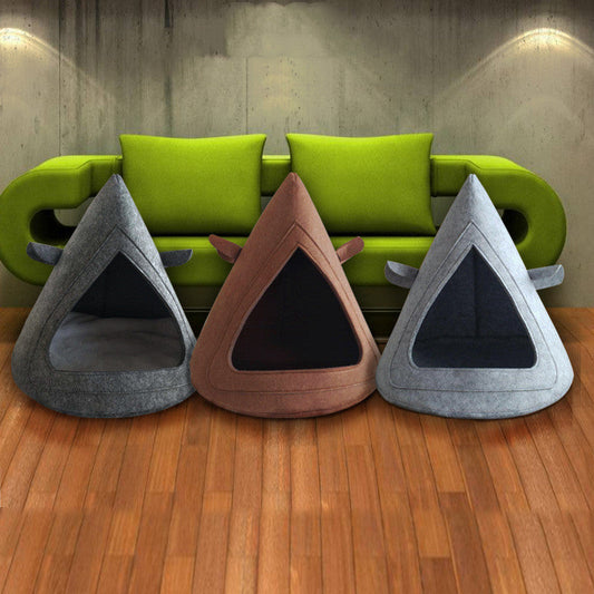 KFX-0812733 Ventilated Felt Pet Nest for Cats and Dogs - Medium Gray, Brown, Light Gray, 40cm x 40cm x 43cm