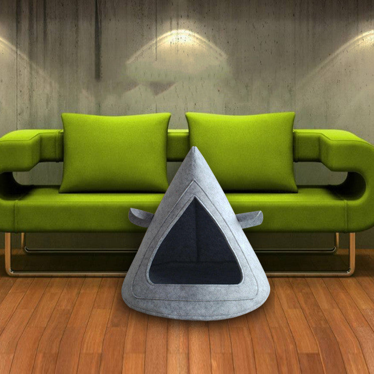 KFX-0812733 Ventilated Felt Pet Nest for Cats and Dogs - Medium Gray, Brown, Light Gray, 40cm x 40cm x 43cm
