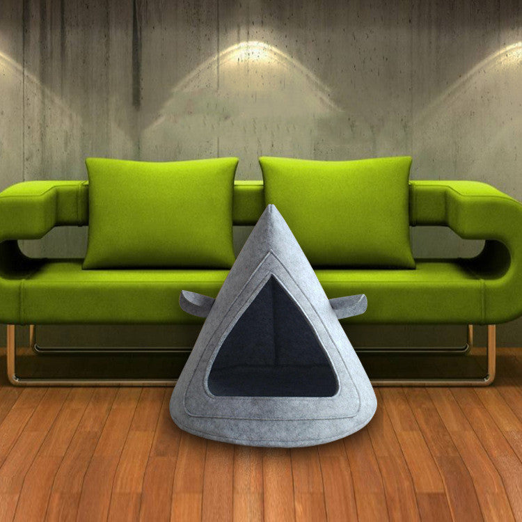 KFX-0812733 Ventilated Felt Pet Nest for Cats and Dogs - Medium Gray, Brown, Light Gray, 40cm x 40cm x 43cm