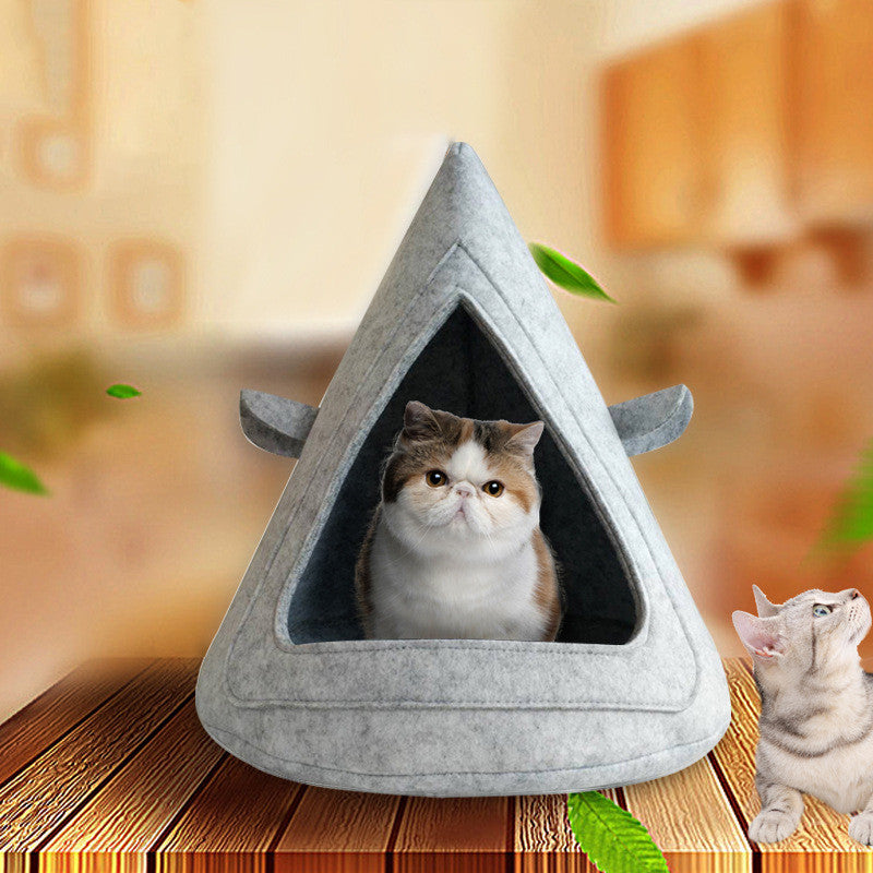 KFX-0812733 Ventilated Felt Pet Nest for Cats and Dogs - Medium Gray, Brown, Light Gray, 40cm x 40cm x 43cm