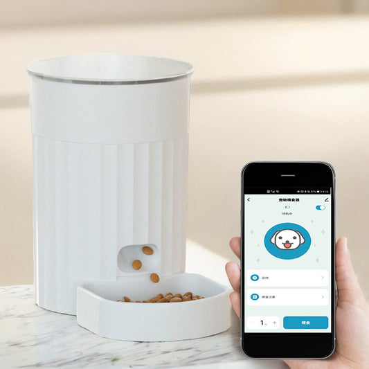 KFX-0814653 Automatic Cat Feeder with WiFi Connectivity - White, PP Material