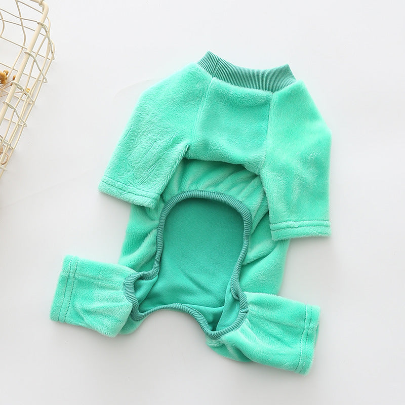 KFX-0815037 Warm Pure Cotton Dog Sweater - Four-Legged Clothes in Green, Pink, and Orange