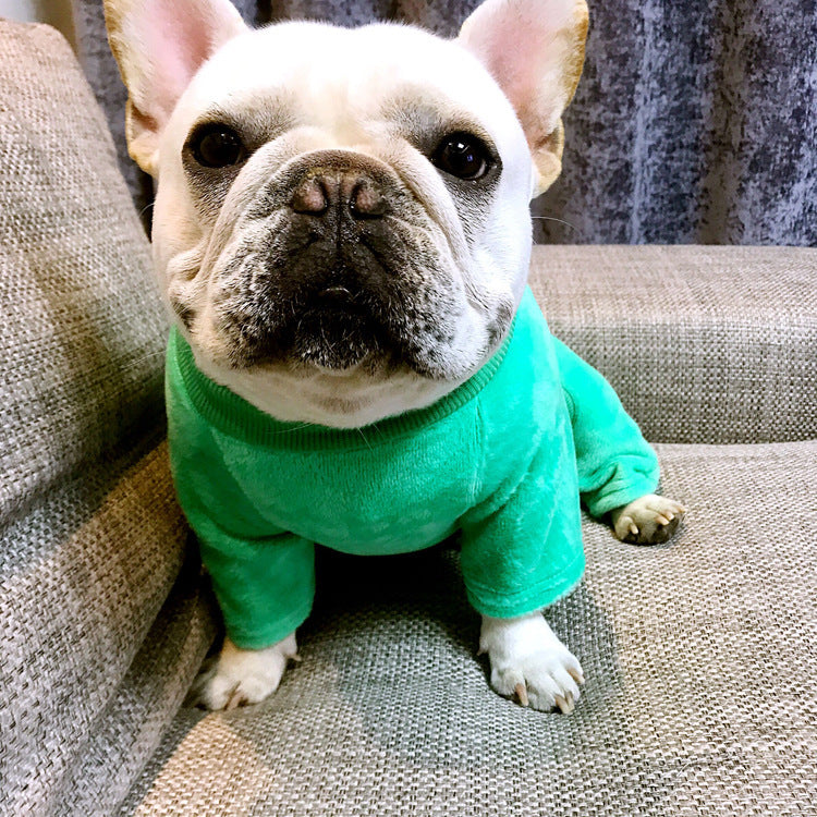 KFX-0815037 Warm Pure Cotton Dog Sweater - Four-Legged Clothes in Green, Pink, and Orange