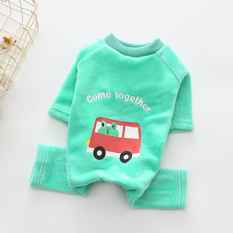 KFX-0815037 Warm Pure Cotton Dog Sweater - Four-Legged Clothes in Green, Pink, and Orange