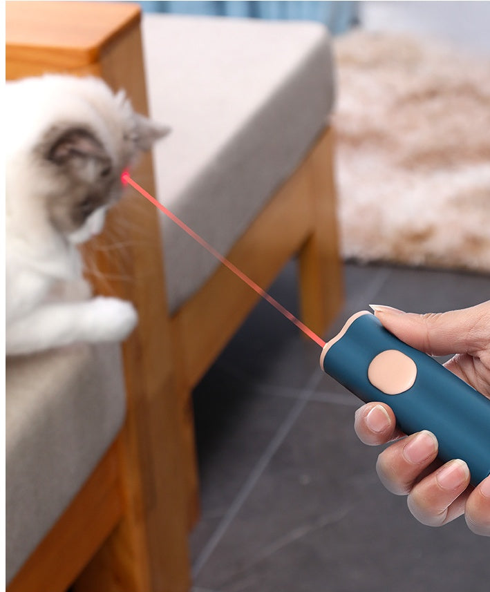 KFX-0815293 Feather Cat Teasing Stick with Laser – Cat Play Rod in Indigo, Blue, and Pink Purple