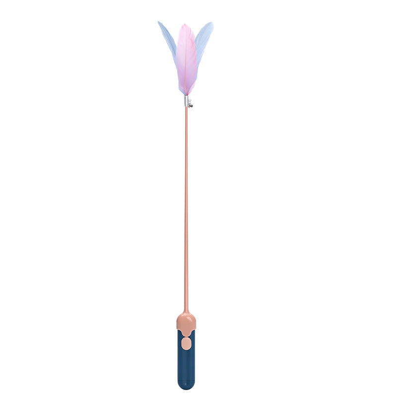 KFX-0815293 Feather Cat Teasing Stick with Laser – Cat Play Rod in Indigo, Blue, and Pink Purple