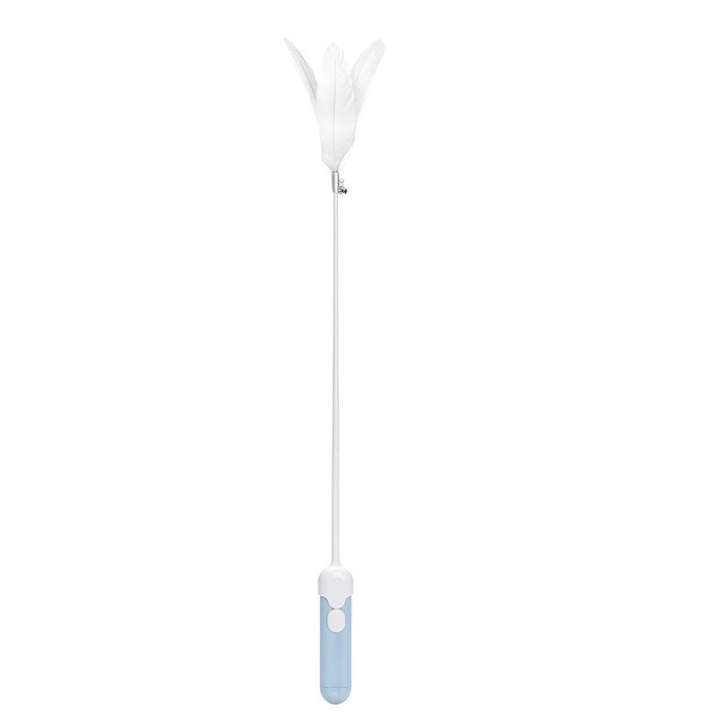 KFX-0815293 Feather Cat Teasing Stick with Laser – Cat Play Rod in Indigo, Blue, and Pink Purple