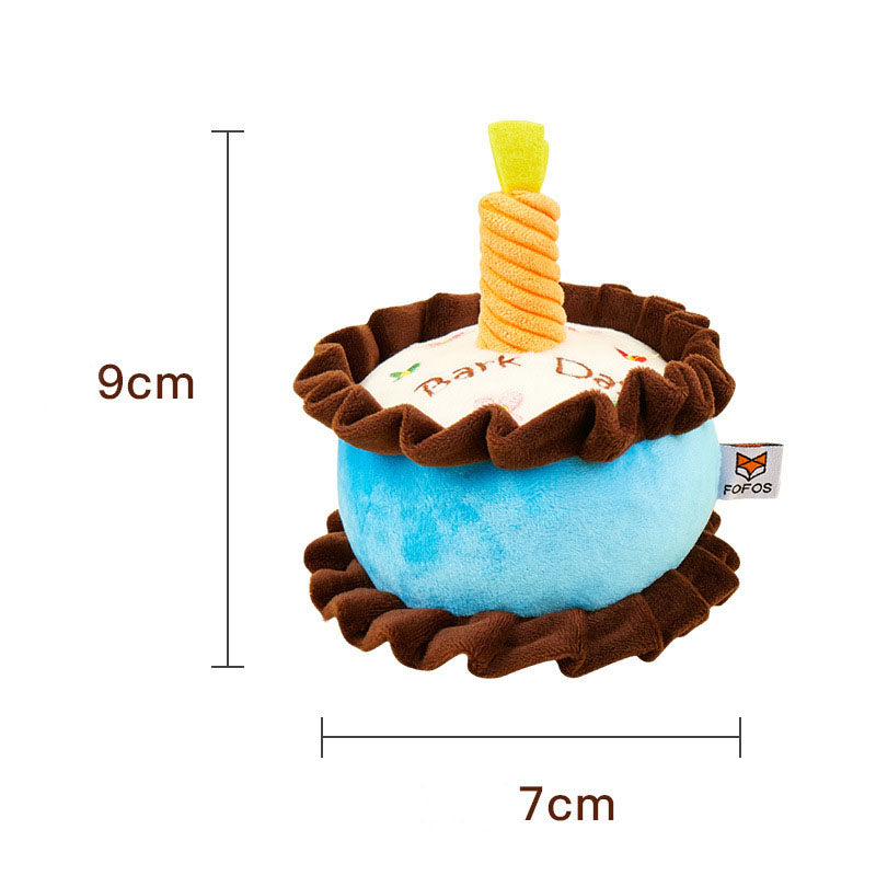 KFX-0816061 Durable Plush Catnip Birthday Cake Toy for Cats and Dogs