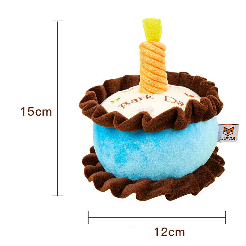KFX-0816061 Durable Plush Catnip Birthday Cake Toy for Cats and Dogs