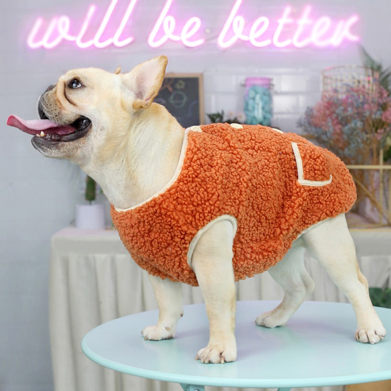 KFX-0816829 Dog Vest Coat for Autumn and Winter in Green and Orange, Polyester Fabric