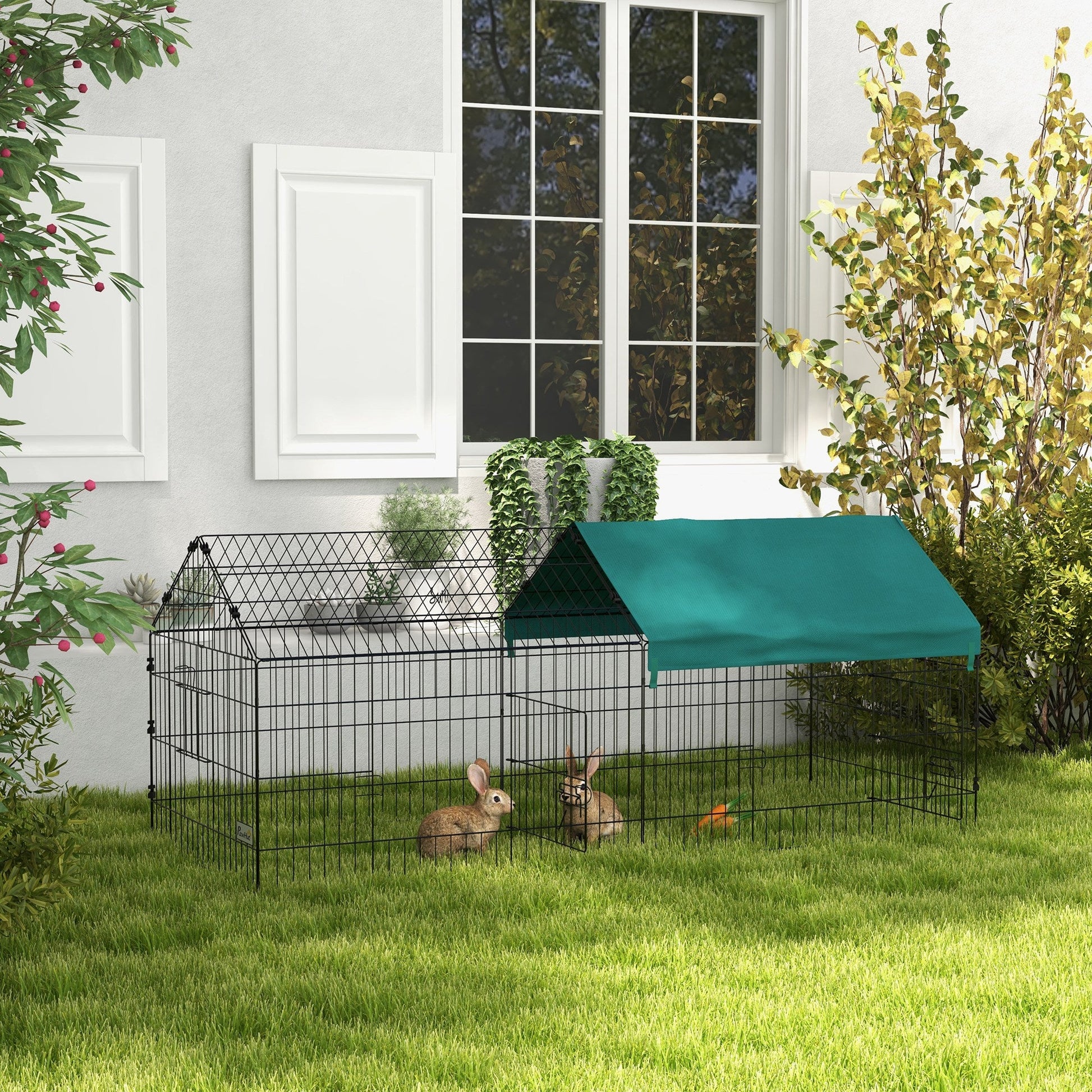 KFX-0818109 73-Inch Small Animal Playpen with Roof for Rabbits, Chickens, and Chinchillas