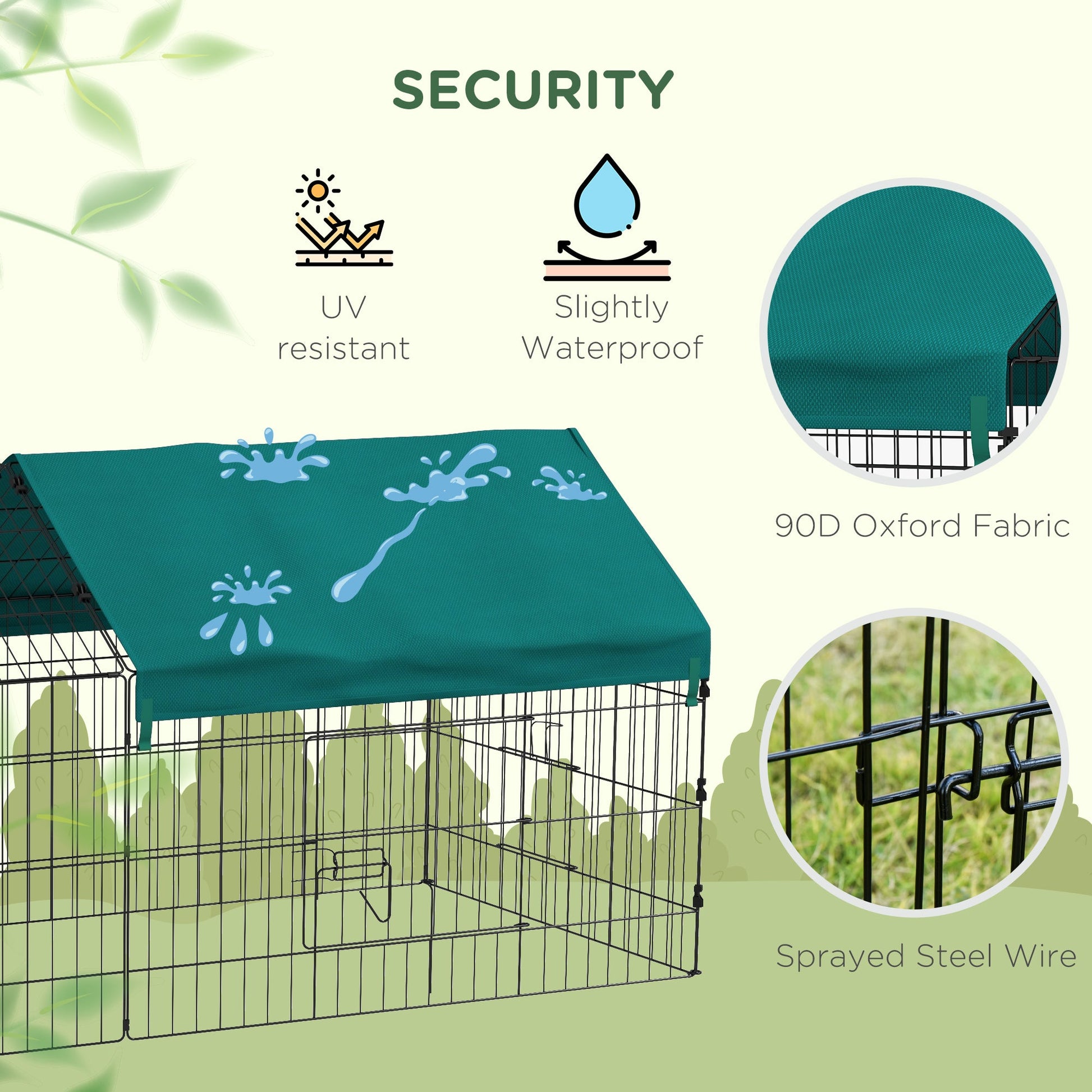 KFX-0818109 73-Inch Small Animal Playpen with Roof for Rabbits, Chickens, and Chinchillas