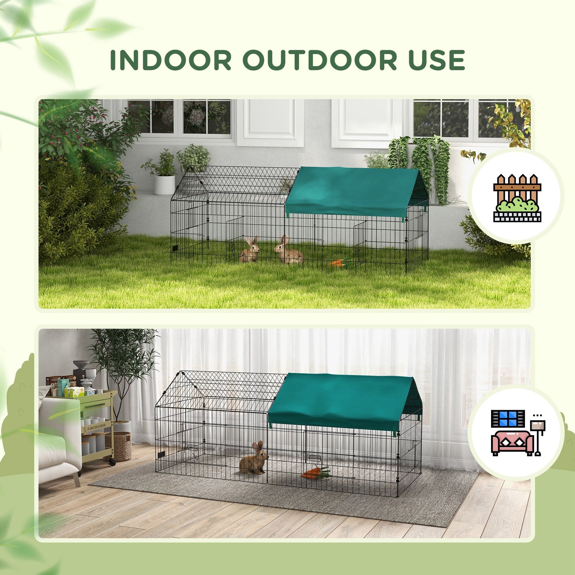 KFX-0818109 73-Inch Small Animal Playpen with Roof for Rabbits, Chickens, and Chinchillas