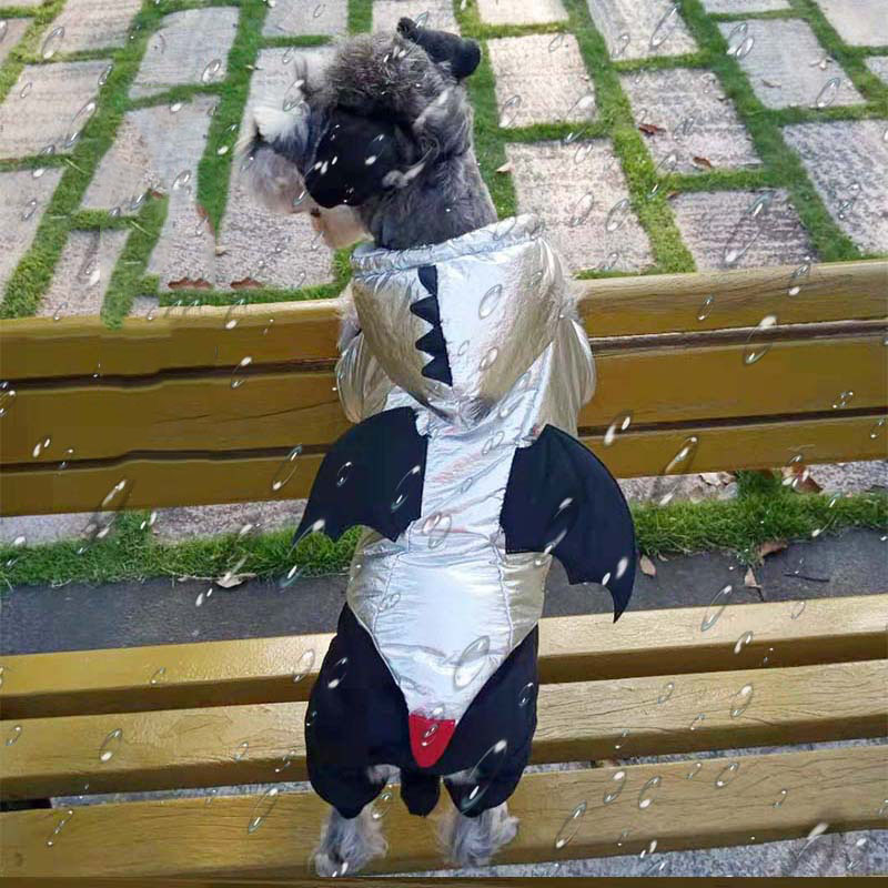 KFX-0818877 Halloween Bat-Inspired Pet Costume in Silver Cotton – Sizes S to XXL