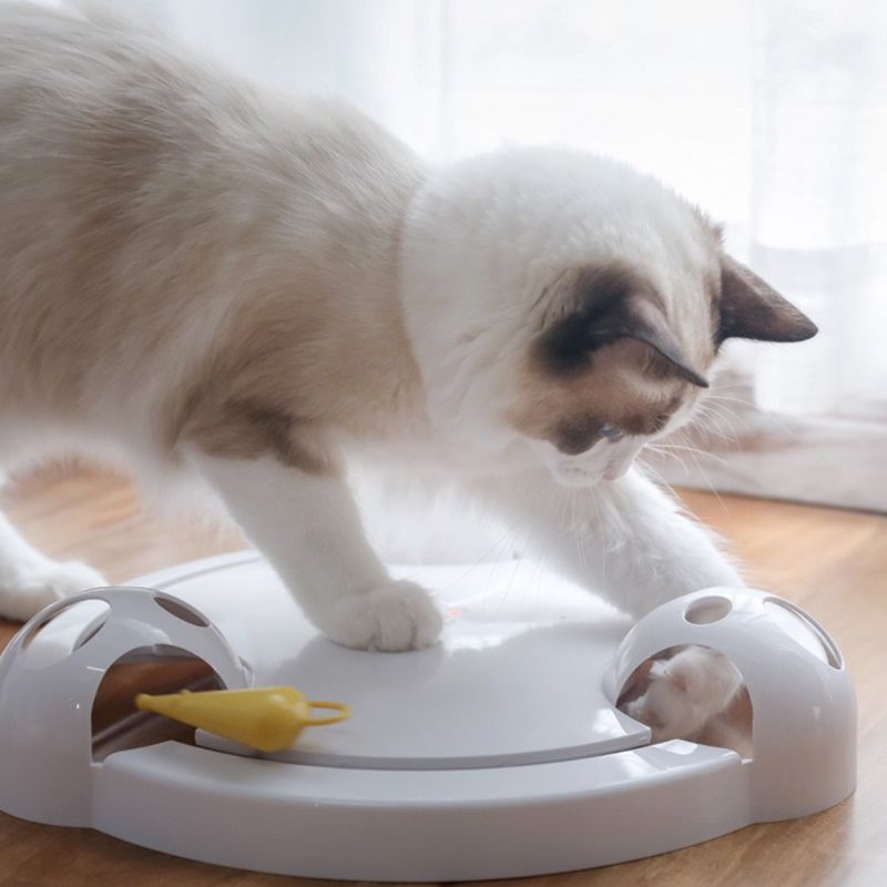 KFX-0819261 Auto-Rotating Electric Cat and Mouse Play Turntable Toy, Durable ABS Material, 0.68 Weight